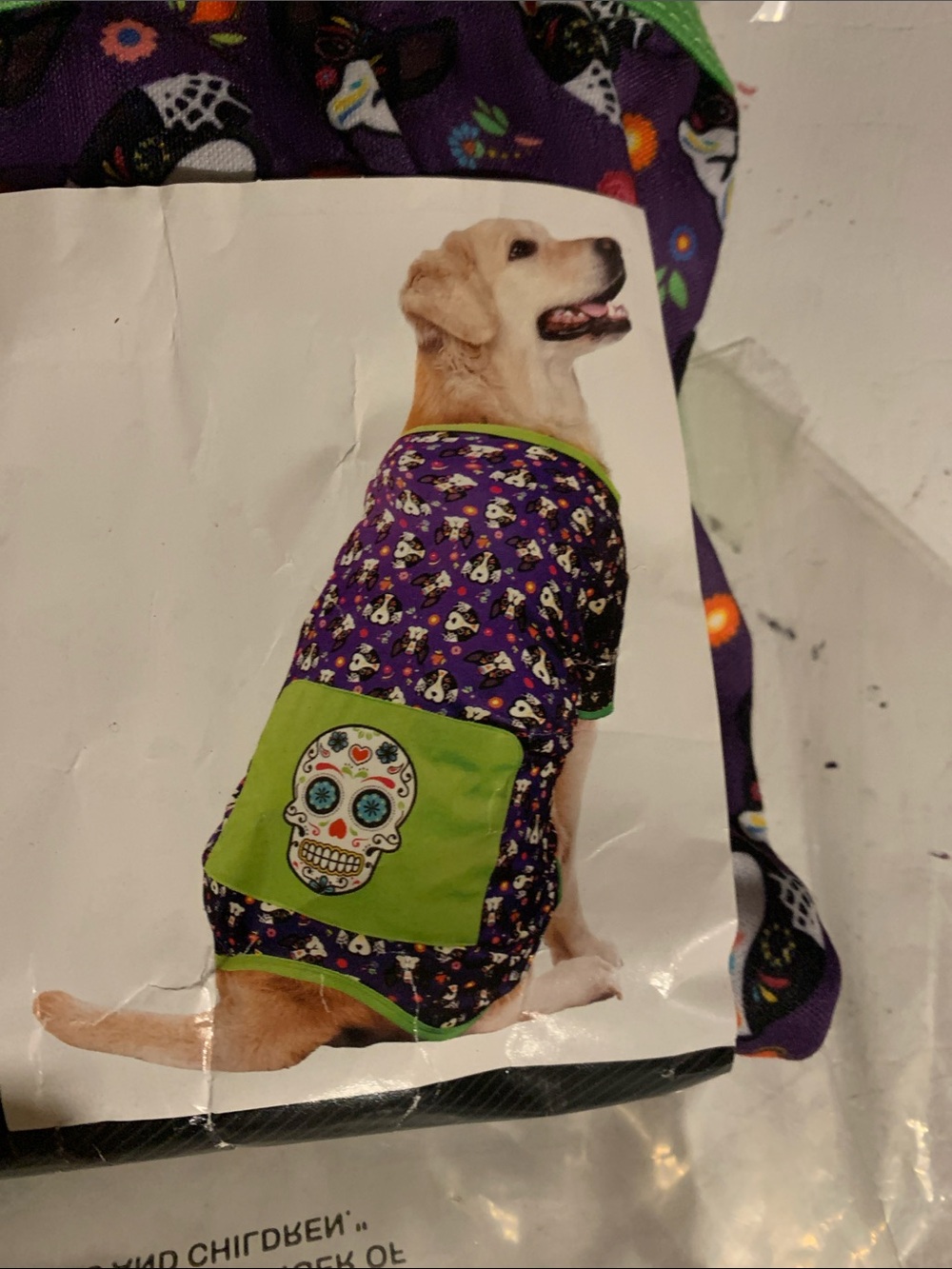 Celebrate! Day of the Dead Skull & Pumpkin Tie Dye Dog Pajama/Costume - Picture 2 of 4